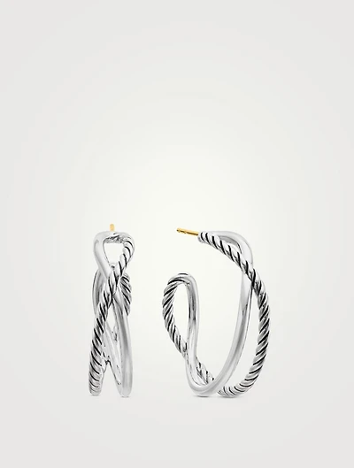 Crossover Hoop Earrings In Sterling Silver, 33.7mm