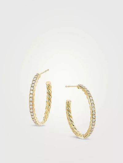 Pavé Hoop Earrings In 18k Yellow Gold With Diamonds