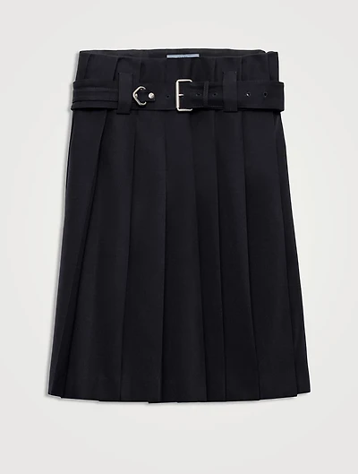 Pleated Gabardine Skirt