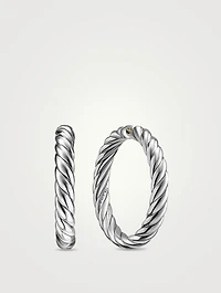Sculpted Cable Hoop Earrings In Sterling Silver, 38mm
