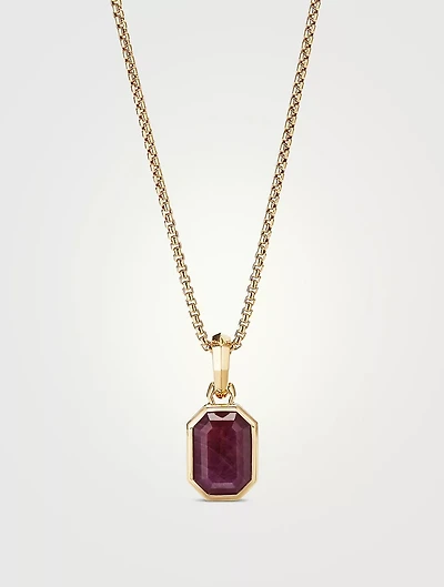 Emerald Cut Amulet In 18k Yellow Gold With Indian Ruby