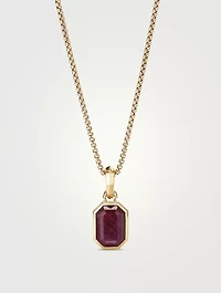 Emerald Cut Amulet In 18k Yellow Gold With Indian Ruby