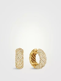 Sculpted Cable Hoop Earrings In 18k Yellow Gold With Diamonds