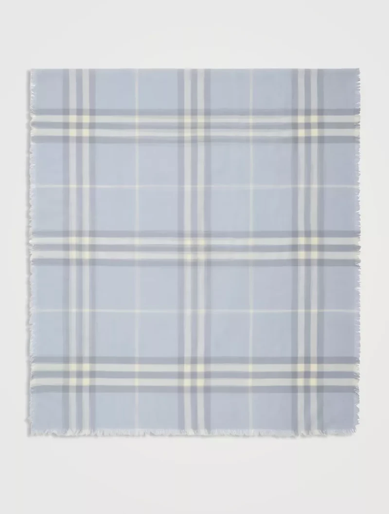 Wide Check Wool Scarf
