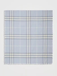 Wide Check Wool Scarf