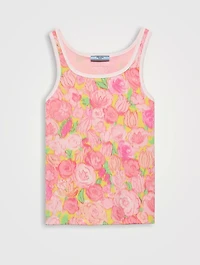 Printed Ribbed Knit Cotton Tank Top