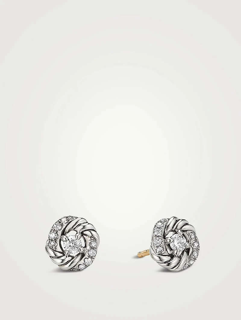 Petite Infinity Stud Earrings In Sterling Silver With Diamonds