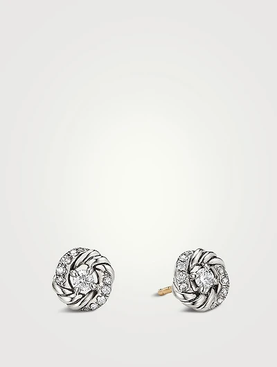 Petite Infinity Stud Earrings In Sterling Silver With Diamonds