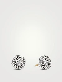 Petite Infinity Stud Earrings In Sterling Silver With Diamonds