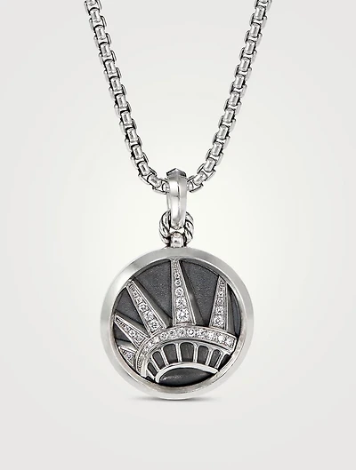 Nyc Statue Of Liberty Amulet In Sterling Silver With Pavé Diamonds