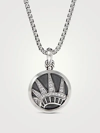 Nyc Statue Of Liberty Amulet In Sterling Silver With Pavé Diamonds