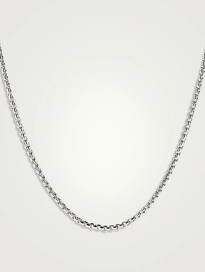 Box Chain Slider Necklace In 18k White Gold, 1.7mm