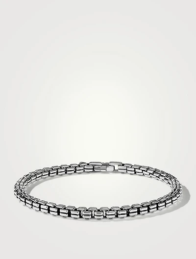 Double Box Chain Bracelet Sterling Silver, 4mm