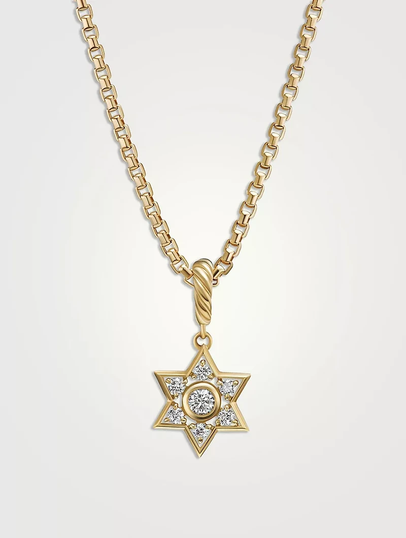 Star Of David Pendant In 18k Yellow Gold With Diamonds