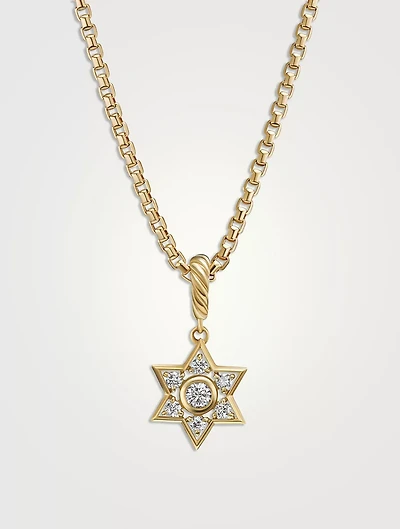 Star Of David Pendant In 18k Yellow Gold With Diamonds