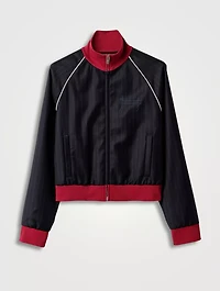 Pinstriped Zipper Blouson Jacket