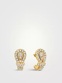 Thoroughbred Loop Huggie Hoop Earrings In 18k Yellow Gold With Diamonds, 14.5mm