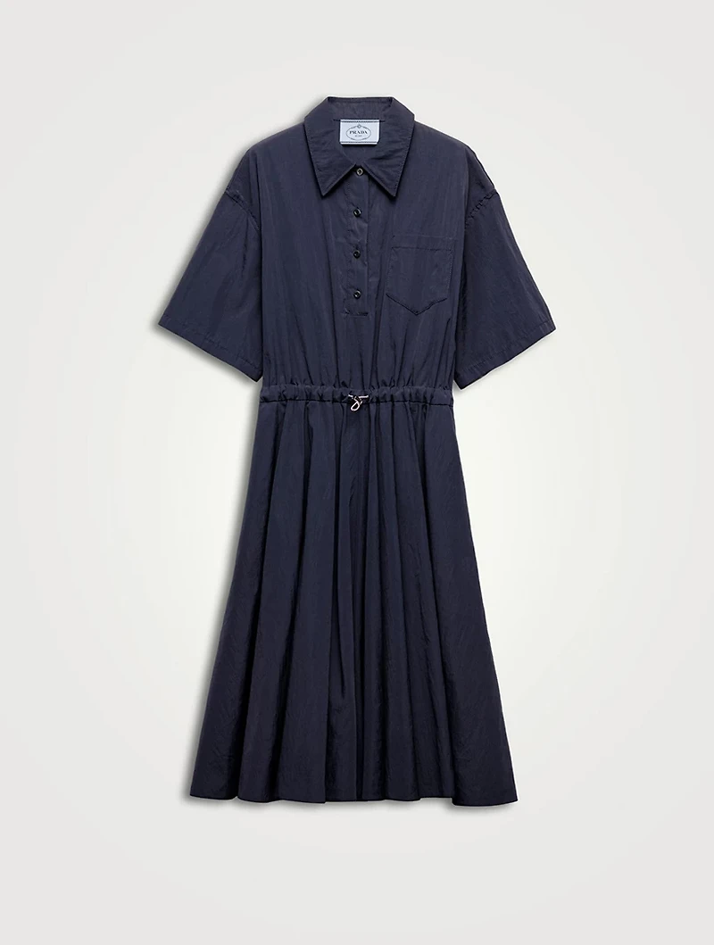 Short-sleeved Technical Pongé Dress