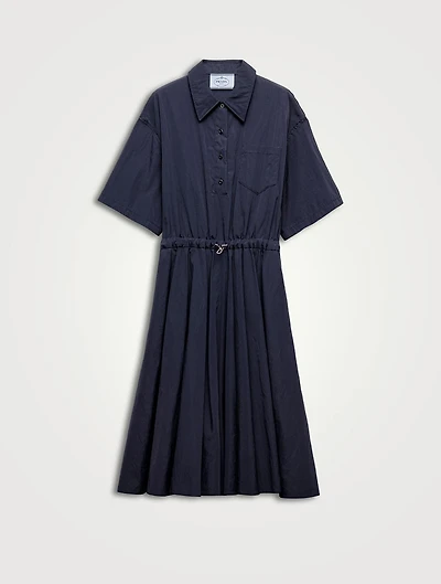 Short-sleeved Technical Pongé Dress