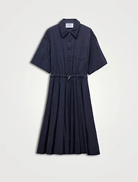 Short-sleeved Technical Pongé Dress