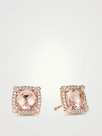 Chatelaine® Pavé Bezel Stud Earrings In 18k Rose Gold With Morganite And Diamonds