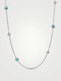 Pearl Classics Station Chain Necklace In Sterling Silver With Turquoise, 4mm