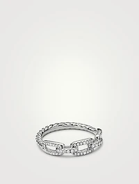 Stax Chain Link Ring 18k White Gold With Pavé Diamonds
