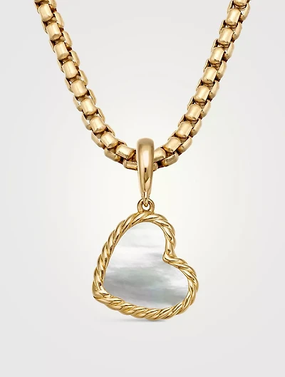 Dy Elements® Heart Amulet In 18k Yellow Gold With Mother Of Pearl