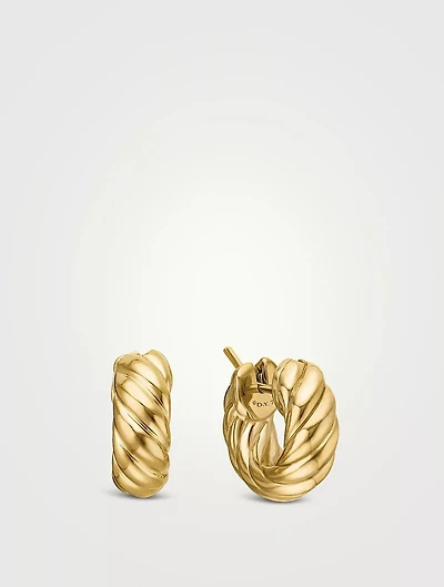 Sculpted Cable Hoop Earrings In 18k Yellow Gold, 14.4mm