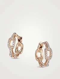 Stax Chain Link Huggie Hoop Earrings In 18k Rose Gold With Pavé Diamonds