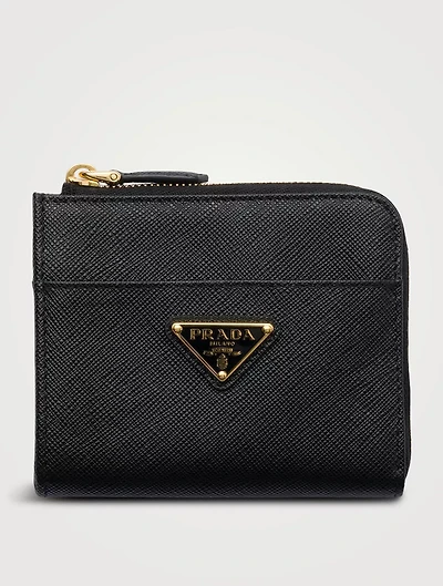 Small Saffiano Leather Zipper Wallet