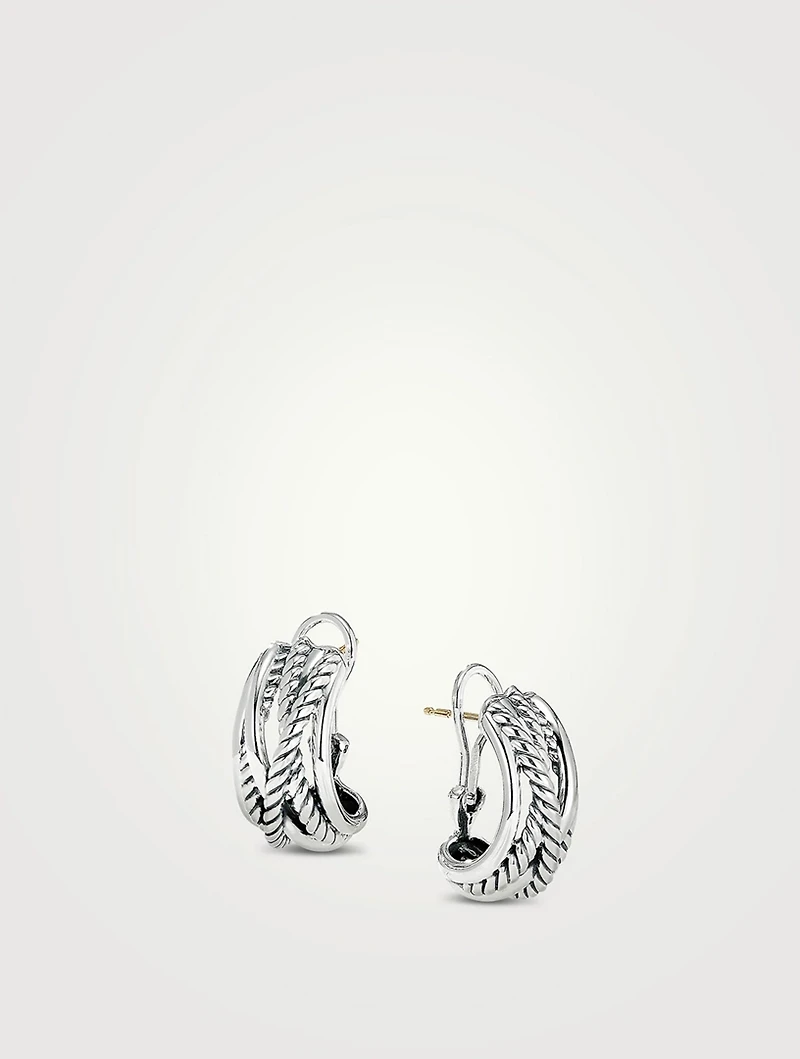Crossover Shrimp Earrings In Sterling Silver