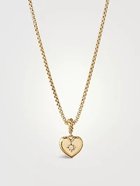 Compass Heart Amulet In 18k Yellow Gold With Center Diamond