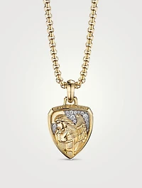St. Michael Amulet In 18k Yellow Gold With Pavé Diamonds
