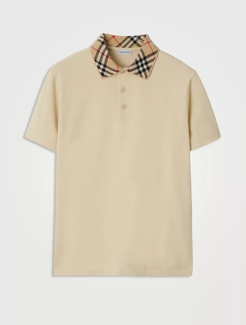 Check Collar Cotton Polo Shirt