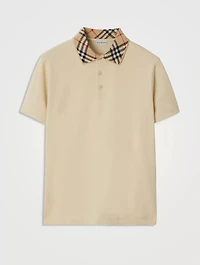 Check Collar Cotton Polo Shirt
