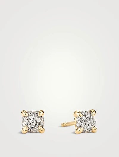 Petite Chatelaine® Stud Earrings In 18k Gold With Pavé Diamonds
