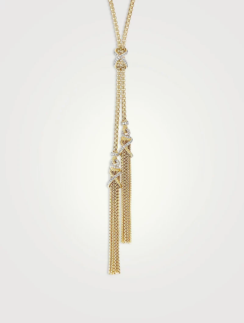 Helena Tassel Necklace In 18k Yellow Gold With Pavé Diamonds