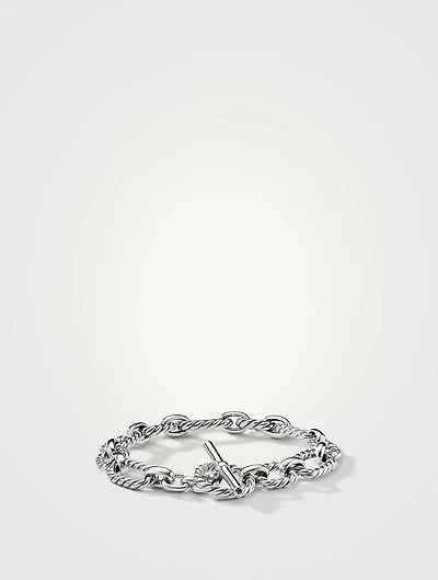 Cushion Link Chain Bracelet Sterling Silver With Blue Sapphires