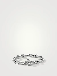 Cushion Link Chain Bracelet Sterling Silver With Blue Sapphires