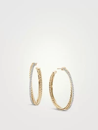 Crossover Hoop Earrings In 18k Gold With Pavé Diamonds