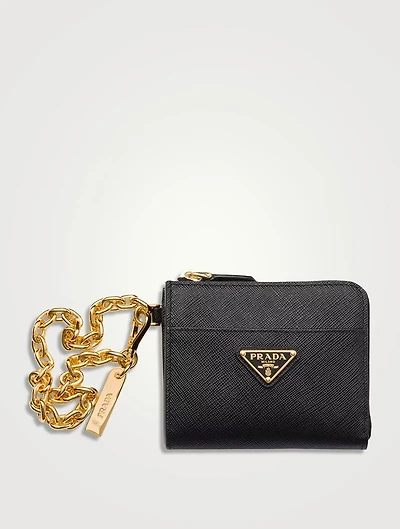 Small Saffiano Leather Zipper Wallet