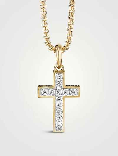 Streamline® Cross Pendant In 18k Yellow Gold With Pavé Diamonds