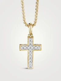 Streamline® Cross Pendant In 18k Yellow Gold With Pavé Diamonds
