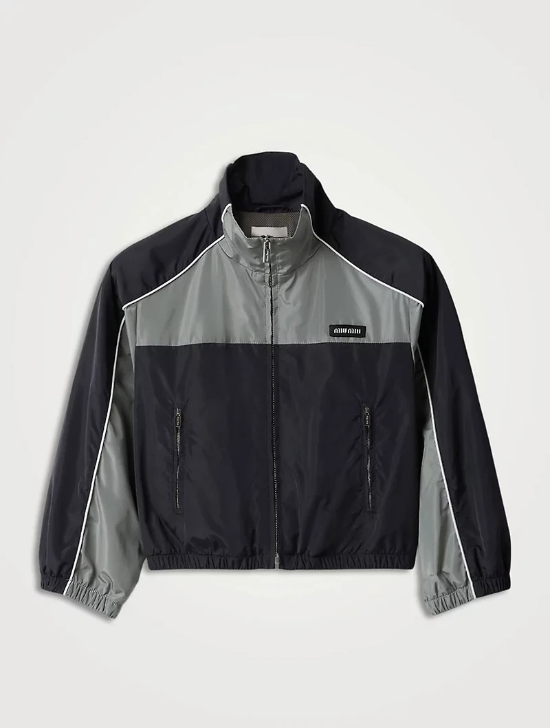 Technical Silk Zipper Blouson Jacket