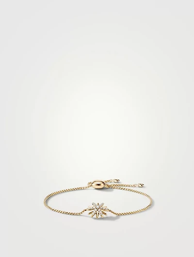 Starburst Station Chain Bracelet In 18k Yellow Gold With Pavé Diamonds