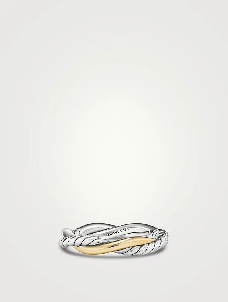Petite Infinity Band Ring Sterling Silver With 14k Yellow Gold