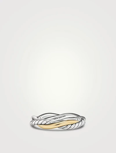 Petite Infinity Band Ring Sterling Silver With 14k Yellow Gold