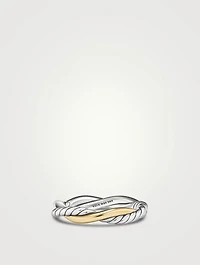 Petite Infinity Band Ring Sterling Silver With 14k Yellow Gold