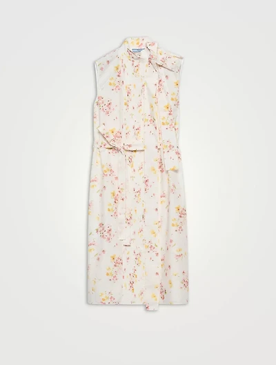 Pleated Floral-print Poplin Dress